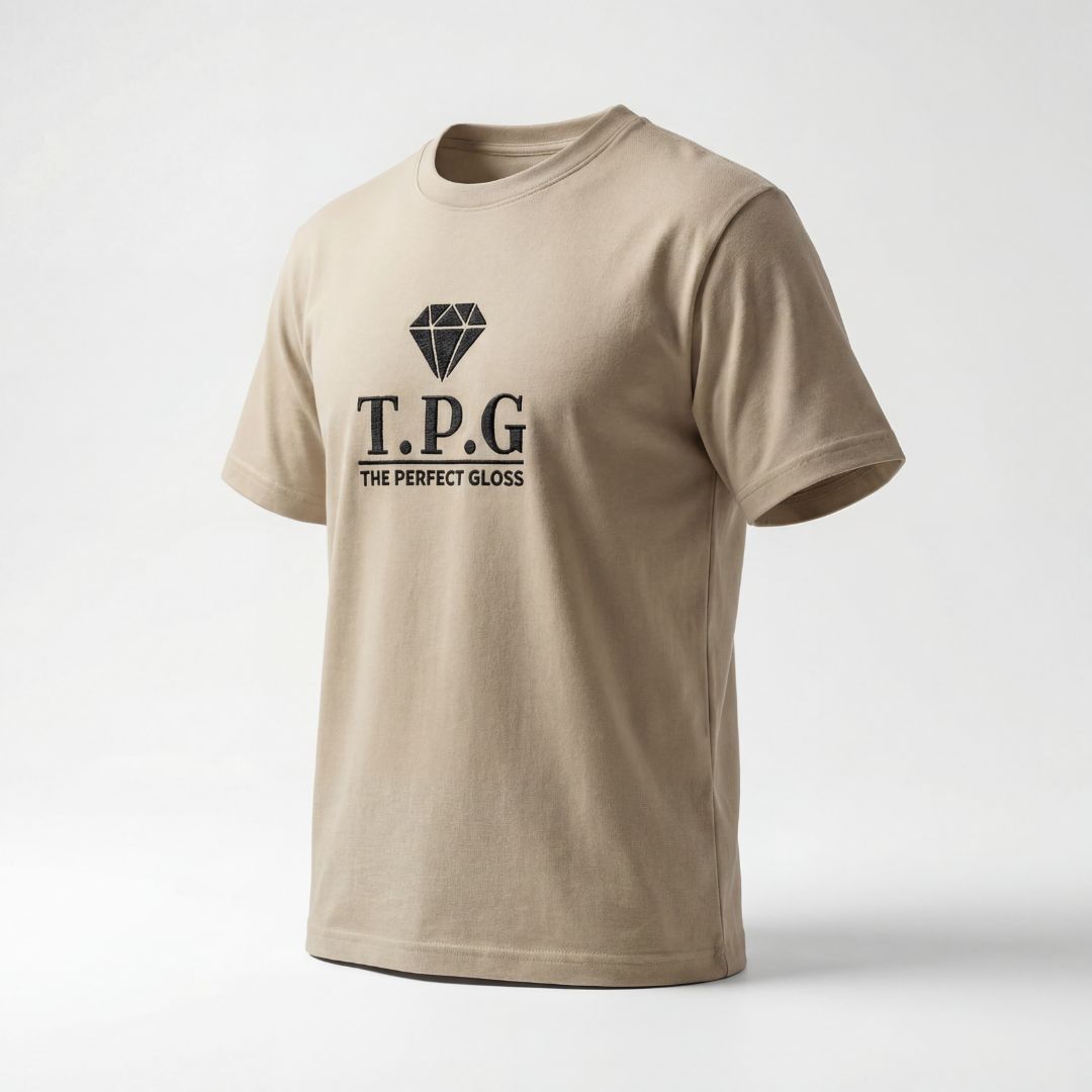 Beige T-shirt | Black Logo